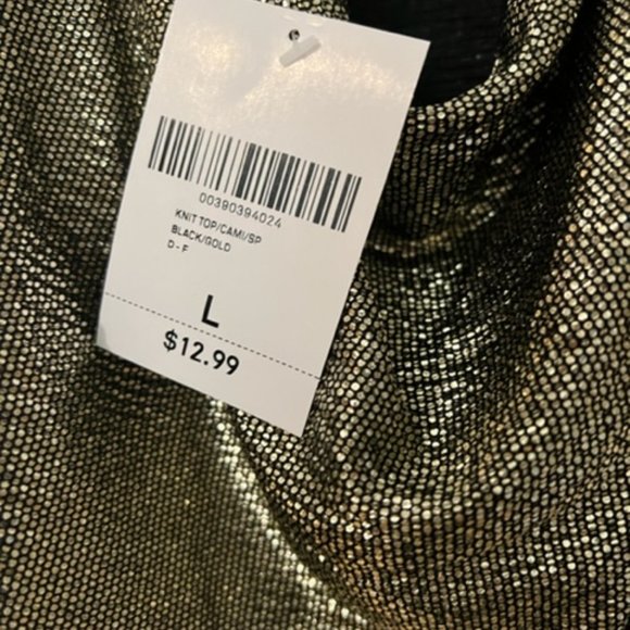 🍉NWT Forever 21 gold metallic cowl neck camisole in size Large - Picture 4 of 5